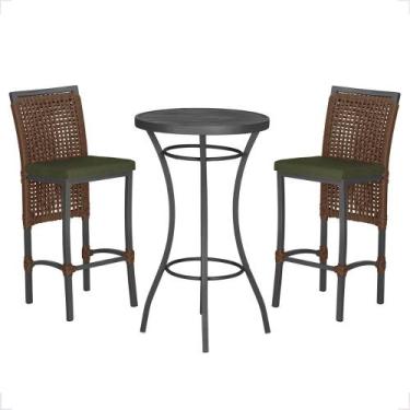 Imagem de Mesa Bistro e 2 Banquetas Roma Preta Corda Náutica 13 Trama Original, 