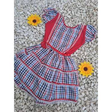Imagem de Vestido festa junina xadrez luxo infantil - Bazarfantasia, 01