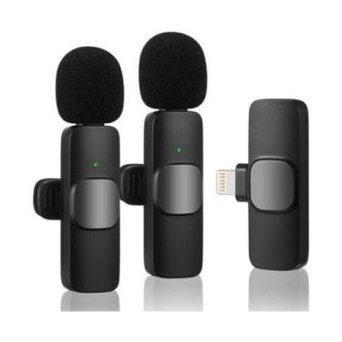Imagem de Microfone Duplo Lapela Para Celular Sem Fio B - Max, Preto ( Lightning