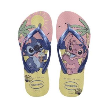 Imagem de Chinelo Havaianas Infantil - Stitch & Angel - Amarelo/Rosa, Amarelo, 2