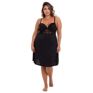 Imagem de Camisola Curta Preto Liganete Com Renda Sepie 2358 Plus Size, Preto, 4