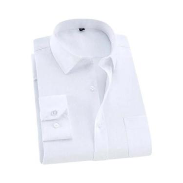 Imagem de Camisa Social Masculina plus Size 8XL 7XL 6XL Manga Longa Branca Prima