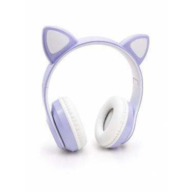 Imagem de Fone de Ouvido Blutooth Sem Fio Orelha de Gatinho e Led Microfone Ajus