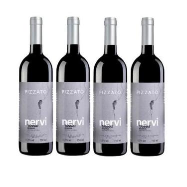 Imagem de Kit 4 Un Vinho Pizzato Nervi Reserva Tannat 750 ml