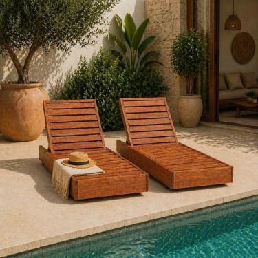 Imagem de Conjunto 2 Espreguiçadeiras Rustic Ref. 502B Yescasa Marrom/Nogueira