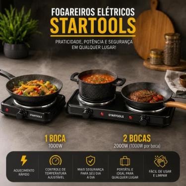 Imagem de Fogareiro Elétrico Portátil Startools 1 ou 2 Bocas 1000W 2000W 127V ou