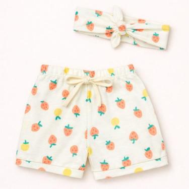 Imagem de Kit Shorts com Faixinha Estampada para Bebê Menina Cor:morangoTamanho: