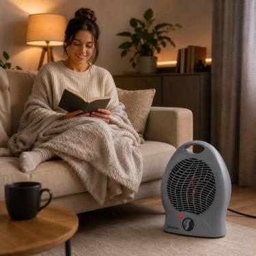 Imagem de Aquecedor Elétrico 2000W 220V Portátil Cinza para Quarto Sala Escritór