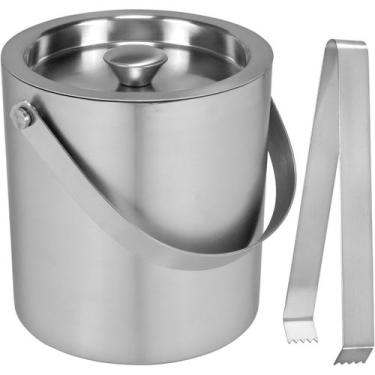 Imagem de Balde Gelo Home&Co 15x15cm INOX Prata 1,8L para Mesa Posta Jantar e Ce