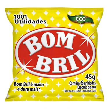 Imagem de Esponja de Aço Bombril 6 Unidades 45g Sustentável Lã de Aço Cinza
