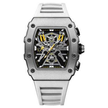 Imagem de Relógio Masculino Esportivo de Quartzo com Pulseira em Silicone à Prova D'água Branco Megir