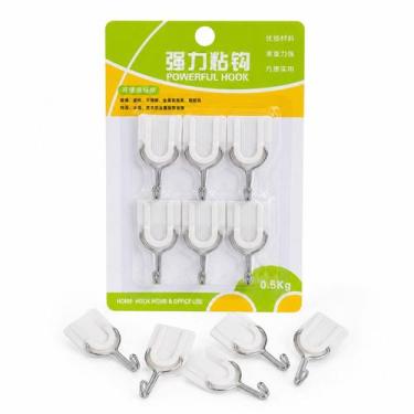 Imagem de Kit 6 Ganchos Adesivos Autocolantes para Parede Banheiro Cozinha Escri