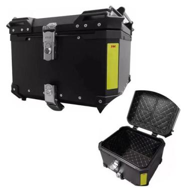 Imagem de Bauleto Alumínio 45L Universal Moto Com Base Forrado Preto - Atrox