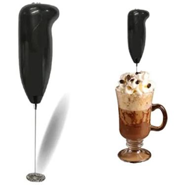Imagem de Mini Mixer Elétrico Inox Misturador Bebidas Mexer Milk Shake Portátil Colher Bailarina Misturador Bebidas Batedor Leite Preto