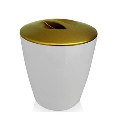 Imagem de Lixeira Vitra Vintage 5L Para Cozinha Banheiro E Escritório Branco e Dourado