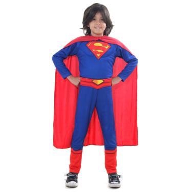 Imagem de Fantasia Super Homem Luxo Infantil - Liga da Justiça - Original  P