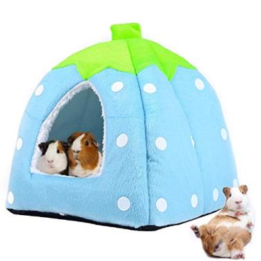 Imagem de Spring Fever Hamster, porquinho-da-índia, coelho, cão, gato, chinchila, porco-espinho, pássaro, pequeno animal, cama, casa, esconderijo, gaiola, acessório, A, azul, PP (26 x 26 cm)