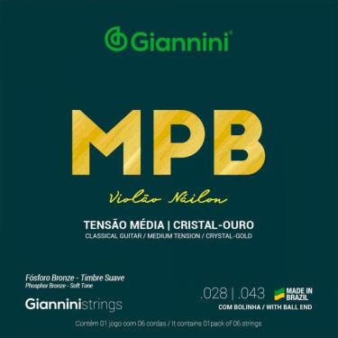Imagem de Kit 2 Encordoamento Violão Nylon Giannini Genwg Bolinha Série