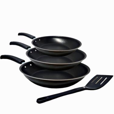 Imagem de Conjunto Frigideira Antiaderente  n°16, 18 e 22. 3 Peças + 1 Espátula Nylon