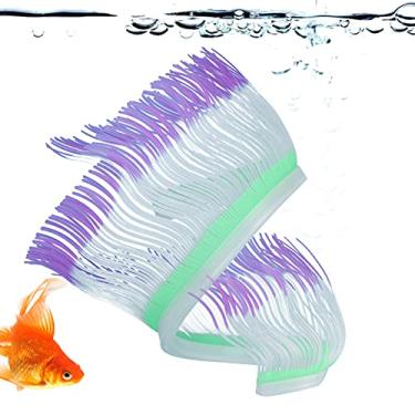 Imagem de Pokerty9 Anêmona artificial do mar, decorações duráveis e de aquário, anêmona marinha de silicone artificial brilhante para escritório para casa (roxo)