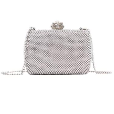 Imagem de Bolsas Clutch Diamond Women Wedding Clutch Bolsas Bolsas Bolsas de Cristal Strass, Prata, M