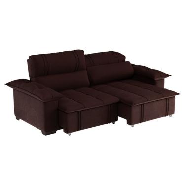 Imagem de Sofá 4 Lugares Retrátil e Reclinável Zurique Suede Café