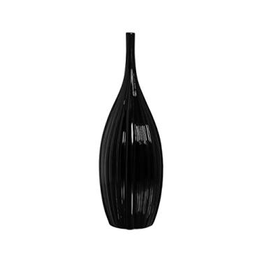 Imagem de Vaso de Chão Decorativo de Cerâmica Sevilha Pequeno Preto Clássico