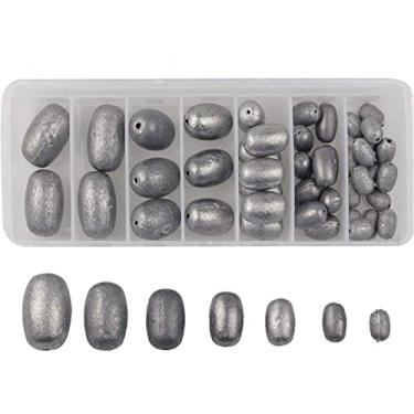 Imagem de Kit de pesos sortidos para afunilador de ovos – Tamanhos variados Pesos de pesca em água salgada – Total de 42 peças de pias de ovos ocos ocos para verme/sino/baixo fundição