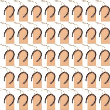 Imagem de Conjunto de 40 peças de ferraduras da sorte para casamento, brindes de ferradura rústicas, mini lembrancinhas de festa de cavalo, decorações de festa ocidental, ferraduras para artesanato, ornamentos decorativos para pendurar, chá de bebê, presentes de devolução com etiquetas