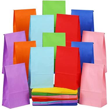 Imagem de 100 peças sacolas de papel para lembrancinhas de festa sacos de papel sacos de presente coloridos sacos de presente de tamanho pequeno sacos de guloseimas para aniversário casamento chá de bebê artesa