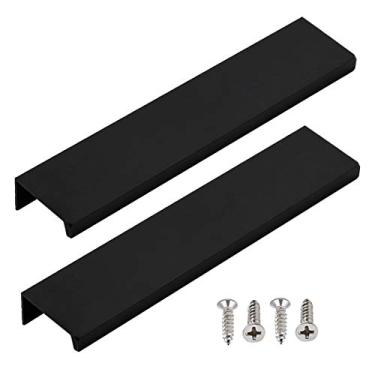 Imagem de Puxadores de porta LC LICTOP 15 cm/5,9" preto estilo moderno puxador puxador de gaveta alumínio preto fosco níquel acetinado (2 peças)