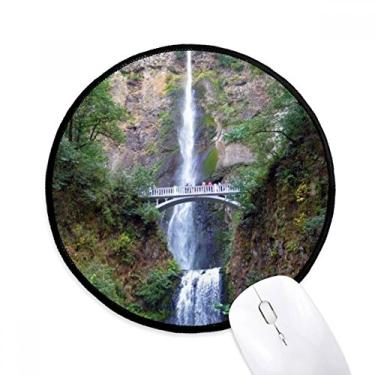 Imagem de DIYthinker Cachoeira Silvicultura Cenário Natureza Mouse Pad Desktop Escritório Tapete Redondo para Computador