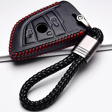 Imagem de YJADHU Porta-chaves de couro masculino feminino chaveiro capa de chave de carro, apto para BMW X5 F15 X6 F16 G30 7 Series G11 X1 F48 F39,0021,3,S, R