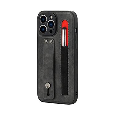 Imagem de Alça de pulso fosco cabe no estojo fino para iPhone 14 13 12 11 Pro Max Estojo resistente a quedas, cinza, para iPhone 14 Pro