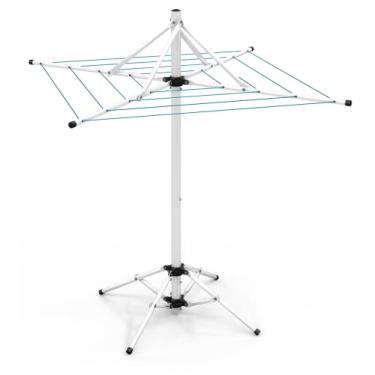 Imagem de Varal De Chão Aço Carbono Retrátil Giratório Reforçado 4 Cordas Durável Varal Sul