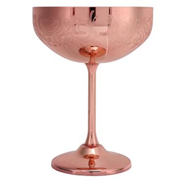 Imagem de PENO Cálice de champanhe de metal, aço inoxidável 304 elegante decorativo metal taça de vinho manter o vinho fresco sensação confortável padrão gravado para copo de orelha de flor de bar revestimento de cobre