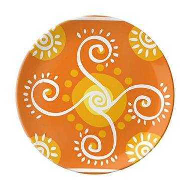 Imagem de Prato de civilização Ancient Totems Laranja Volume Prato Decorativo de Porcelana Salver Prato de Jantar