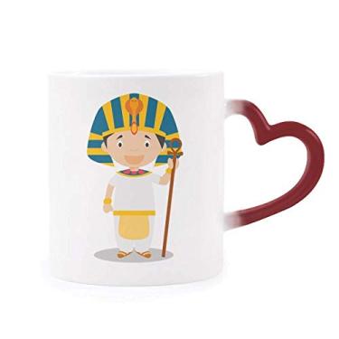 Imagem de Chapéu amarelo Egito desenho animado caneca sensível ao calor vermelho muda de cor