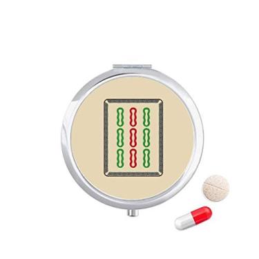 Imagem de Caixa de comprimidos Mahjong Bamboo Bar 9 azulejos padrão caixa de armazenamento de medicamentos dispensador