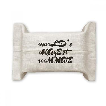 Imagem de World's Okayest Roommate Suporte de capa de papel para lenços faciais, saco de linho de algodão