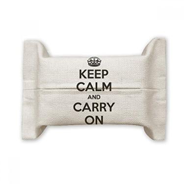 Imagem de Bolsa de linho de algodão com citação Keep Calm and Carry On preta