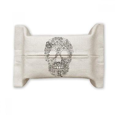 Imagem de Flowers Bones Mexico Day of Dead Suporte de capa de papel para lenços faciais Bolsa de linho de algodão