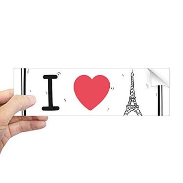 Imagem de DIYthinker Adesivo retangular com estampa de palavras I Love Eiffel Tower com estampa de palavras