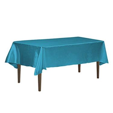 Imagem de LinenTablecloth Toalha de mesa retangular de cetim 152 x 300 cm turquesa