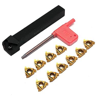 Imagem de Maizoon Conjunto de ferramentas de torneamento de rosca CNC SER1212H16 Suporte de inserção + 10 peças de inserções de carboneto 16ER AG60 + ferramentas de torno de chave T15 DZ11