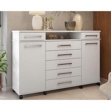 Imagem de Cômoda Sapateira 7130 02 Portas 07 Gavetas London Branco Demóbile 