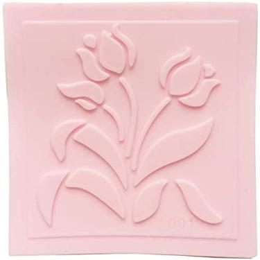 Imagem de 4 espécies Mini flor renda padrão impressão textura gravação silicone fondant impressão tapete molde quadrado para cupcakes açúcar, tuip, petúnia, tulbaghia violacea, orquídea