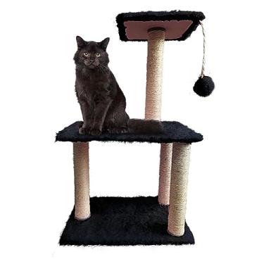 Imagem de Arranhador Para Gatos 3 Bases Com Bolinha Brinquedo (Preto)