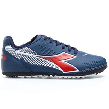 Imagem de Chuteira Society Adulto Profissional Diadora Tênis Futebol Cor:Marinho+vermelho;Tamanho:34