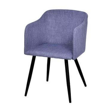 Imagem de Cadeira Sala De Jantar Linho 61X55,5X49,5cm Preto E Azul - Or Design